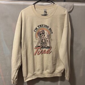 Gildan Beige Graphic Crewneck Sweater
